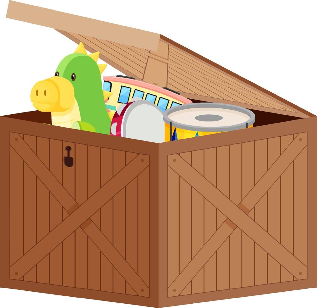 una caja llena de juguetes para niños vector