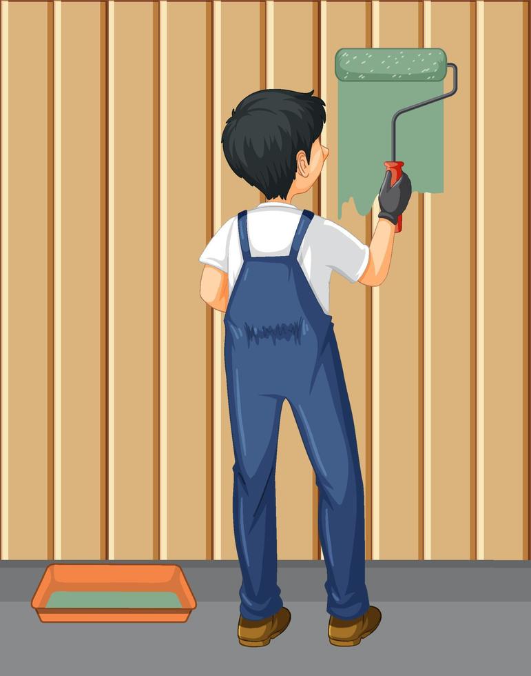 Back of painter construction worker vector