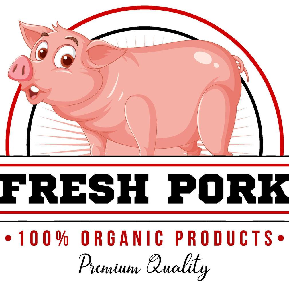 Pig cartoon character logo for pork products vector