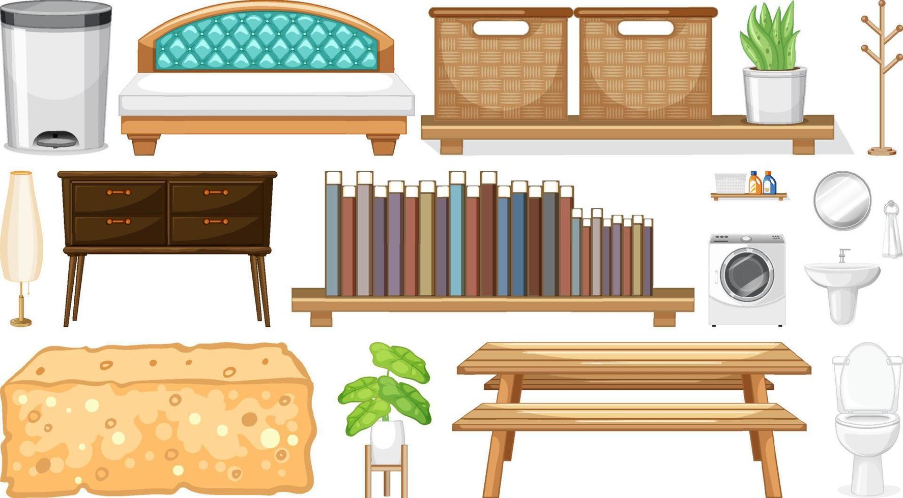 Furniture and household appliances on white background vector