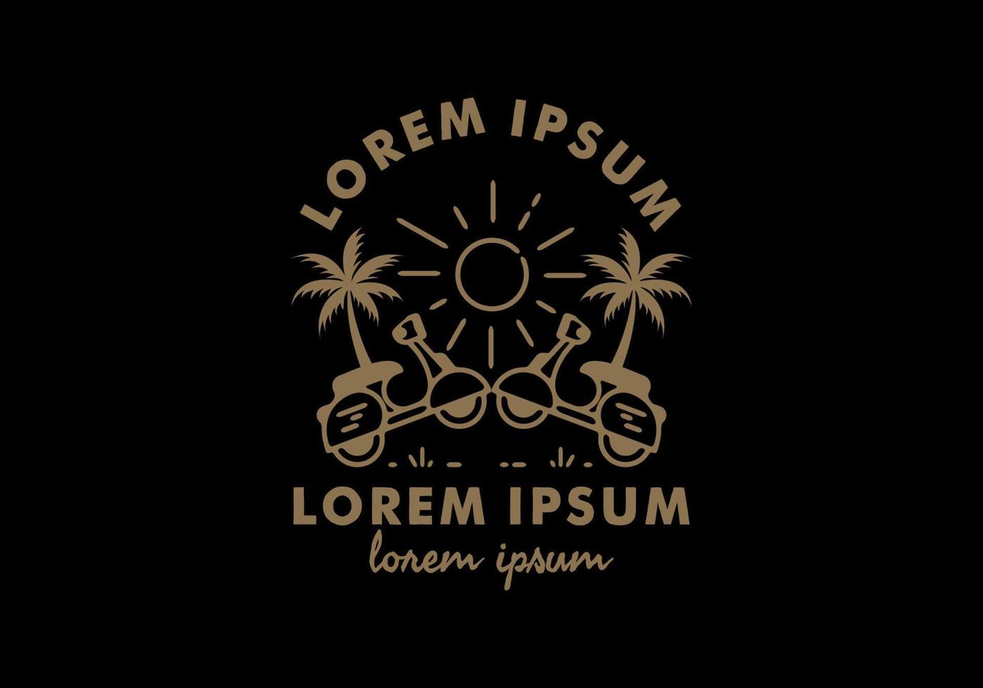 Scooter mania line art with lorem ipsum text vector