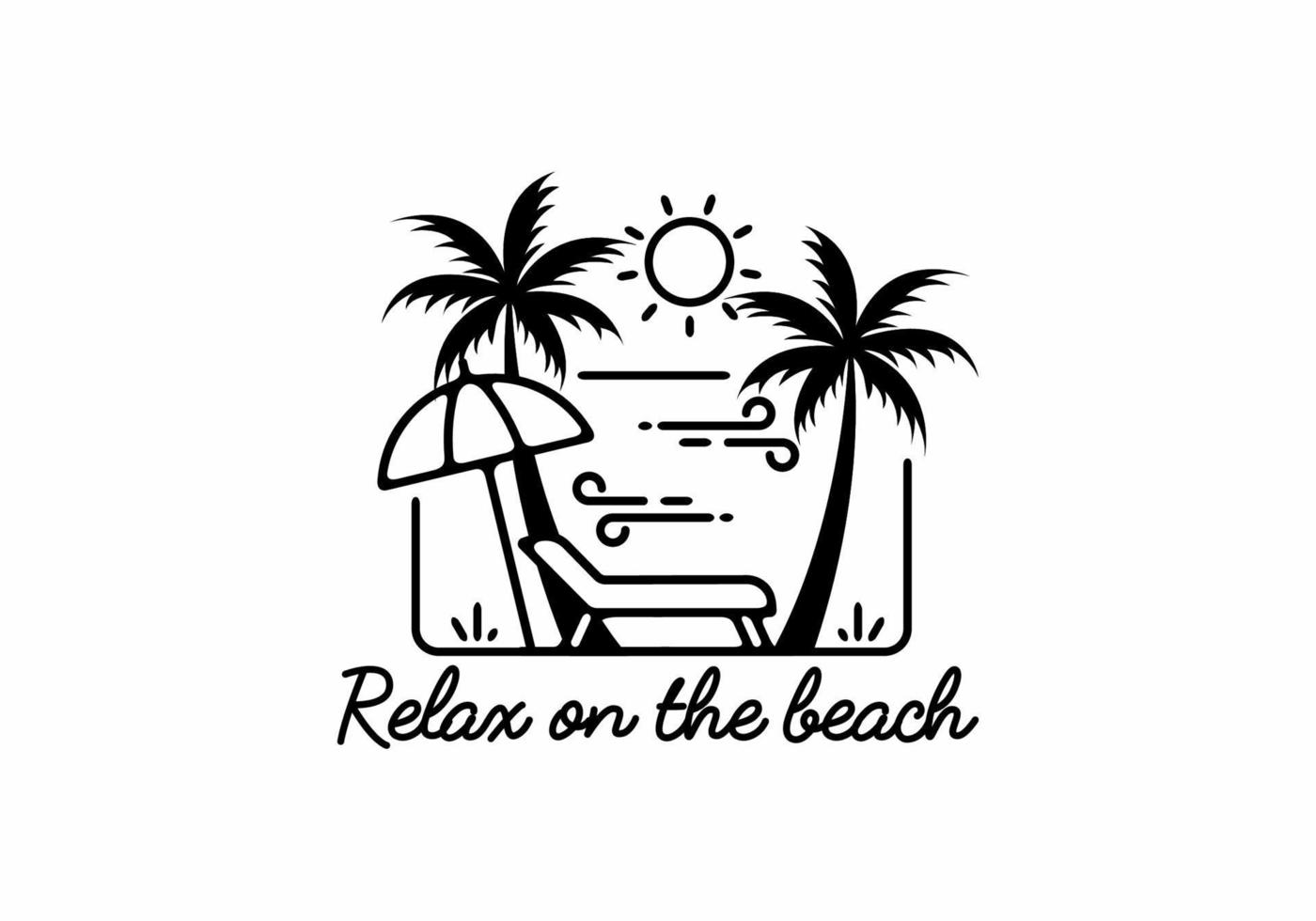 Relax on the beach line art illustration vector