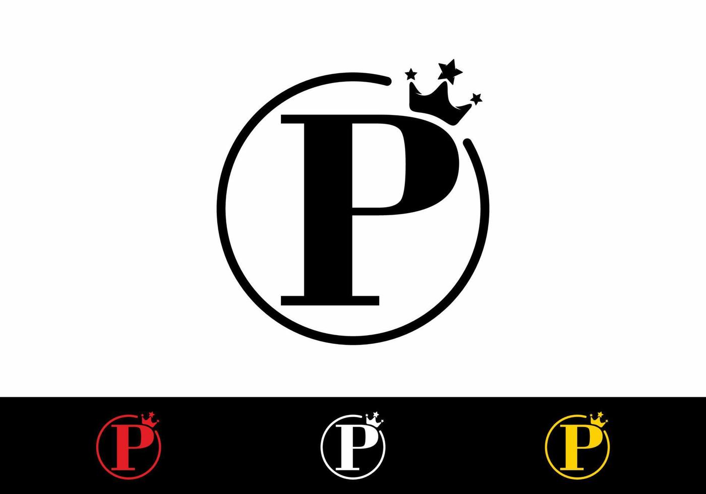 P initial letter in circle with crown logo vector