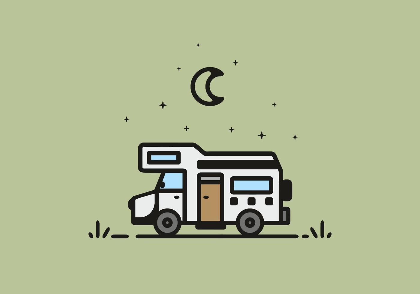 Simple camper van camping illustration vector