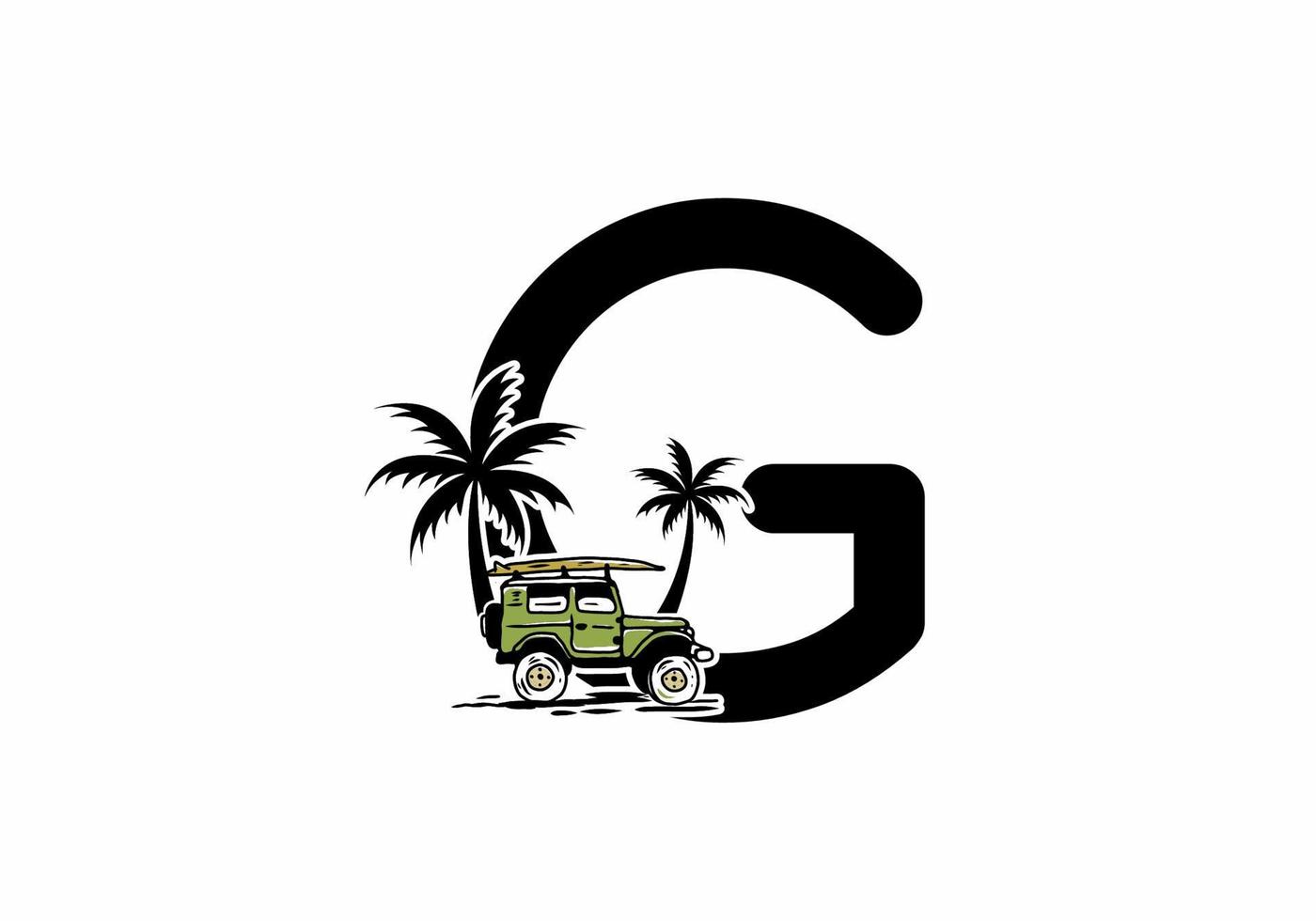 Off road car with G initial letter vector