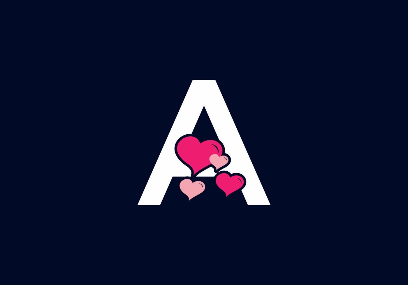 White pink color of A initial letter with love symbol vector