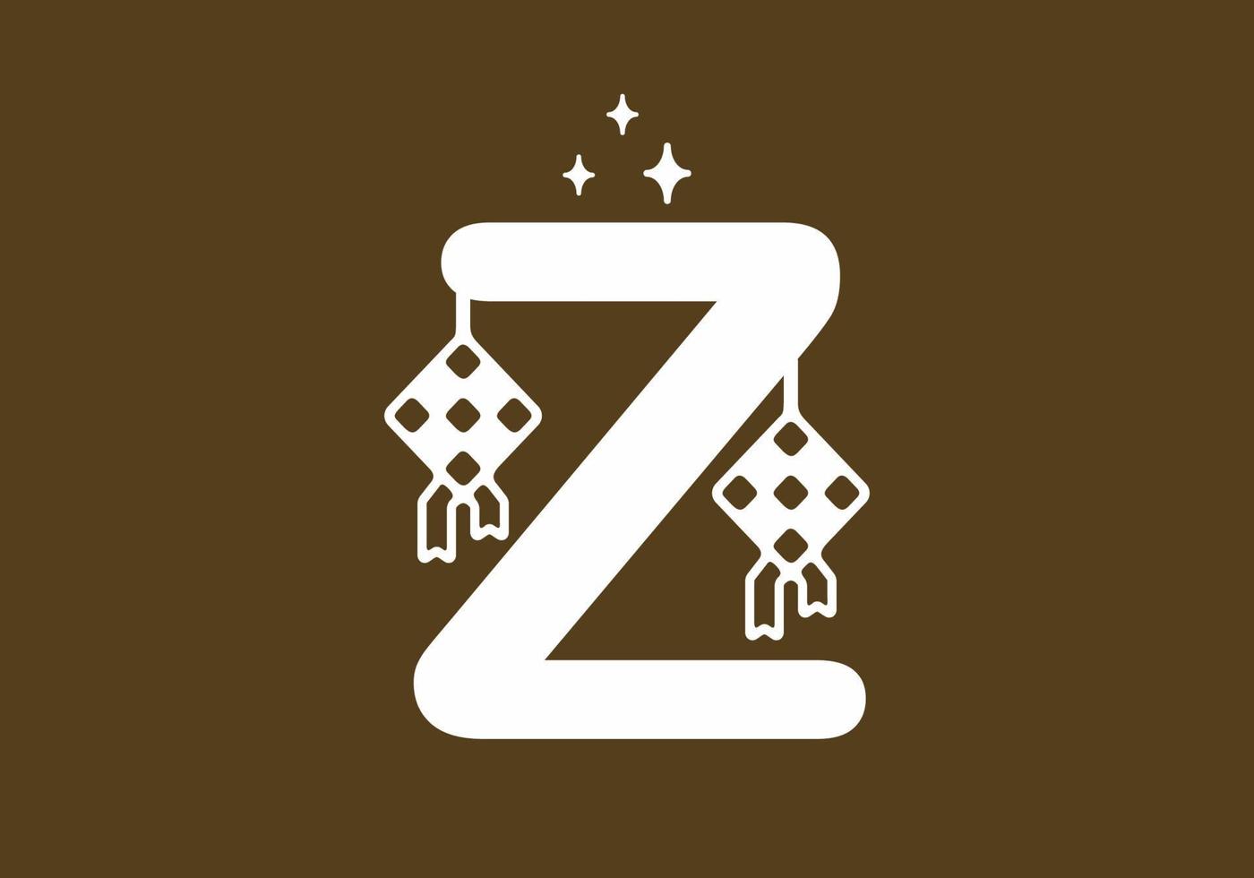 White brown of Z initial letter in ramadan theme vector