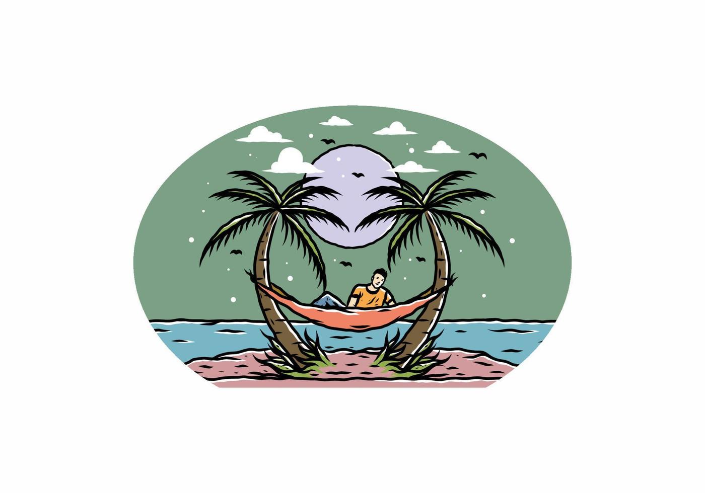 Relax on hammock on the beach illustration vector