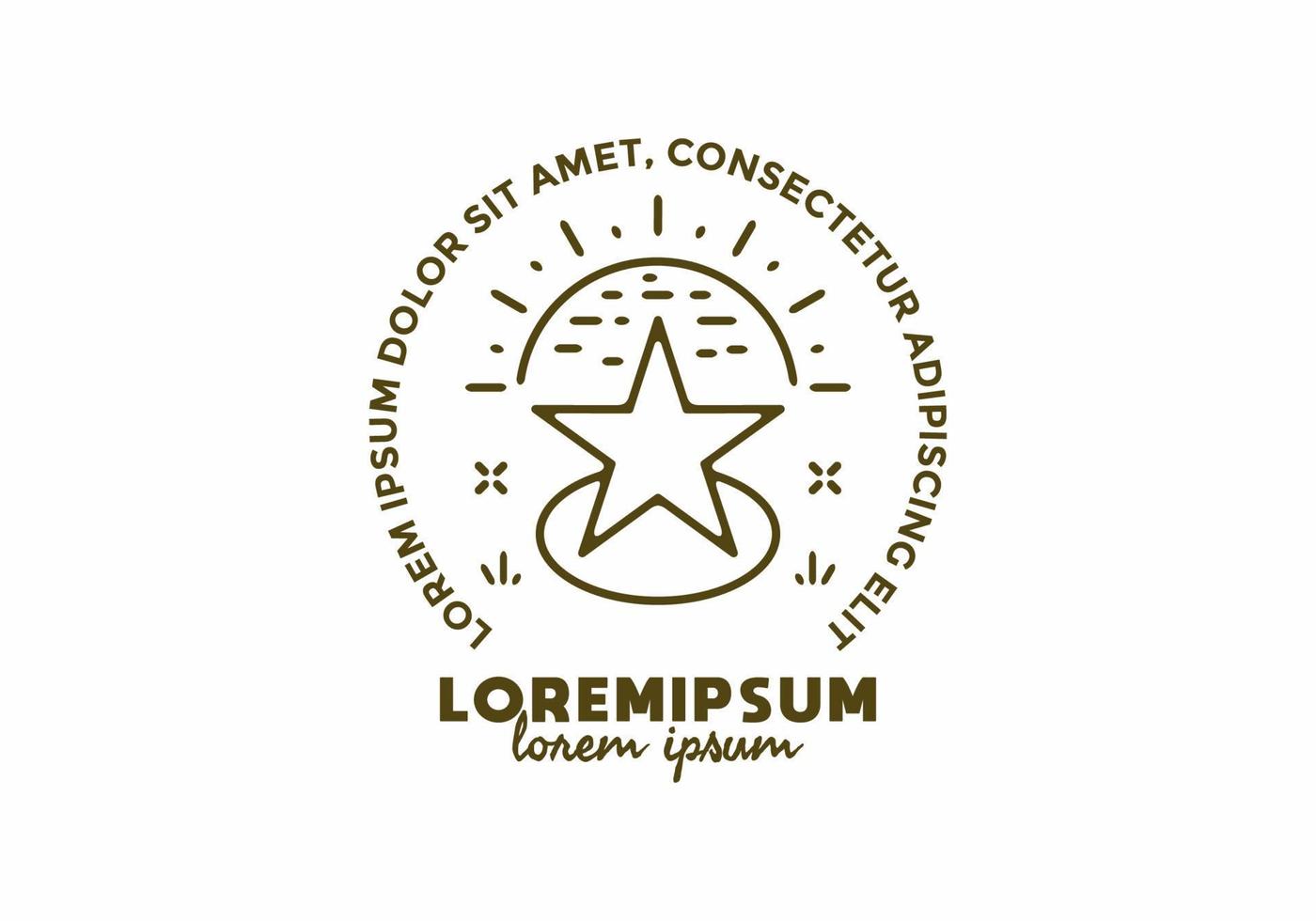 ilustración de arte de línea de estrella y sol con texto de lorem ipsum vector