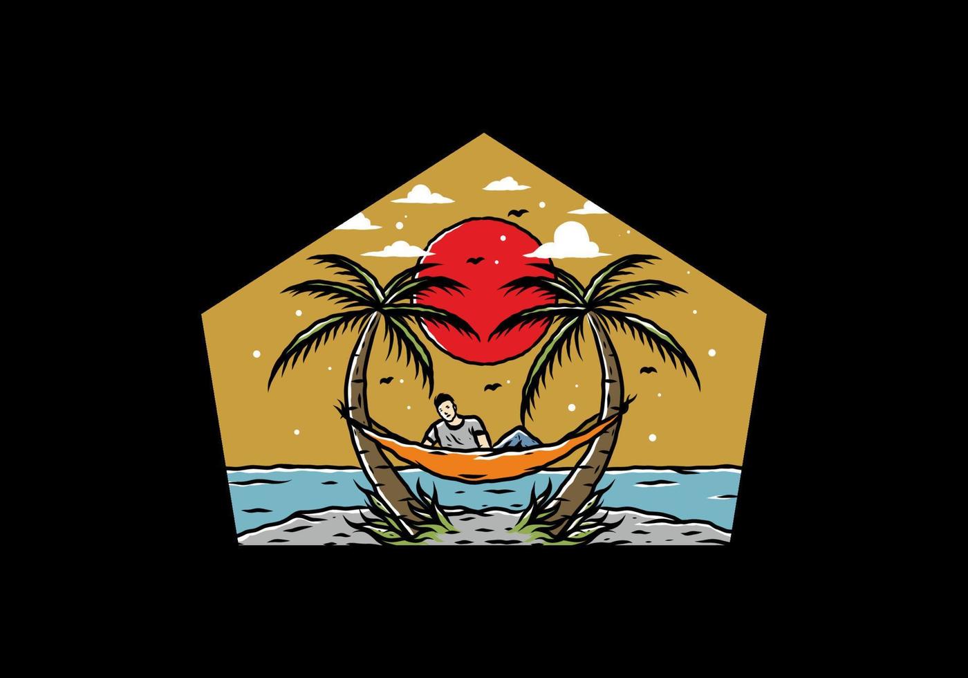 Relax on hammock on the beach illustration vector