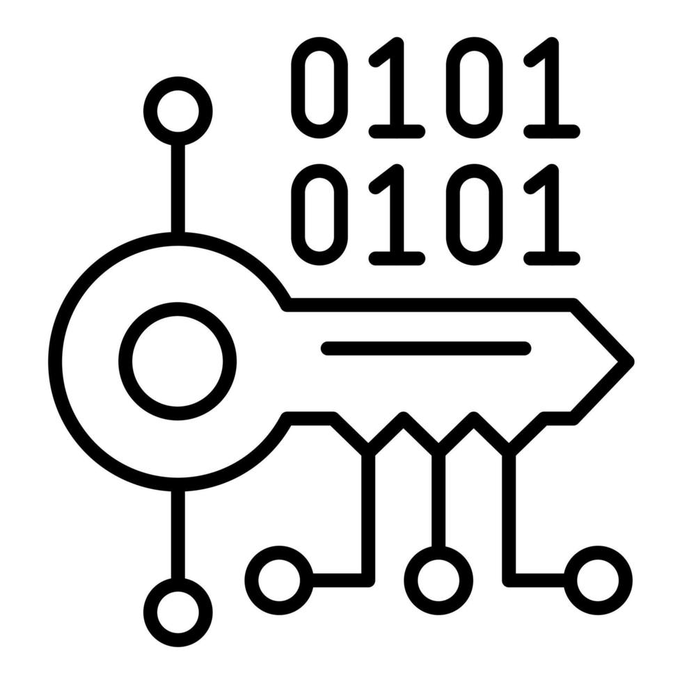 Key Encryption Line Icon vector