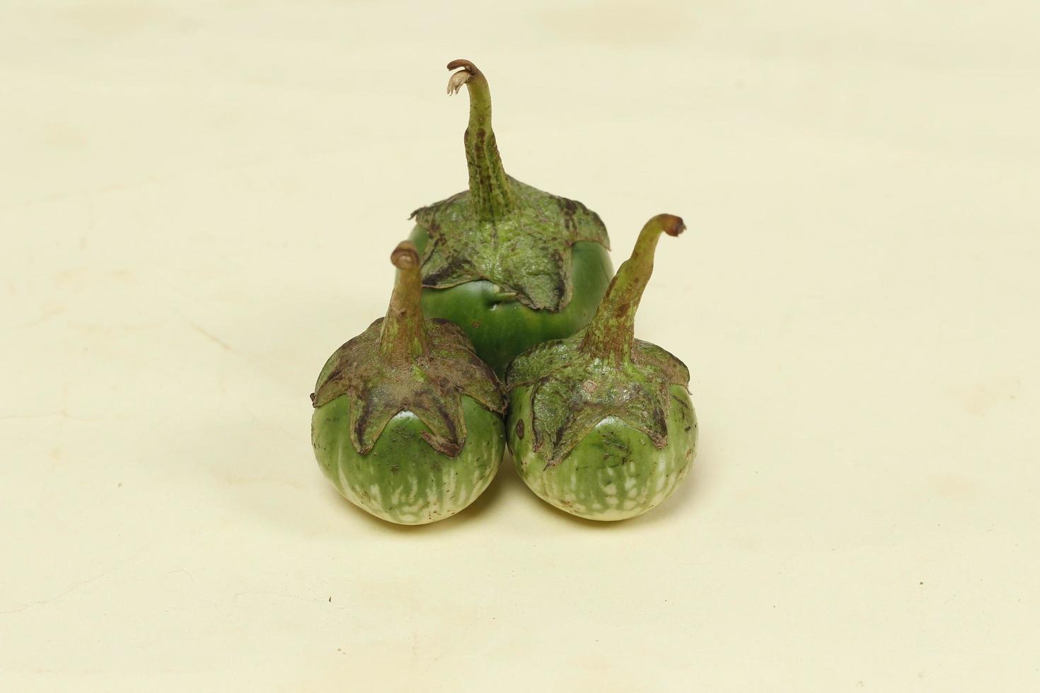 Eggplant is one of the vegetables in the form of fruit. Fruit-producing plants used as vegetables. Green eggplant is round and mini has a different taste from other eggplants. photo