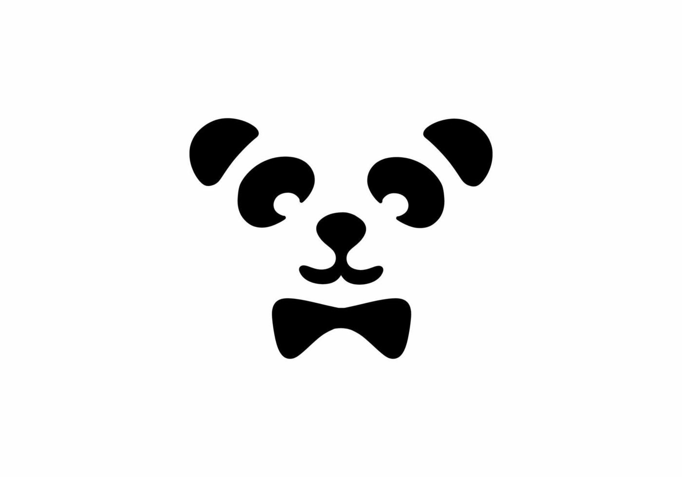 Simple black panda head illustration vector