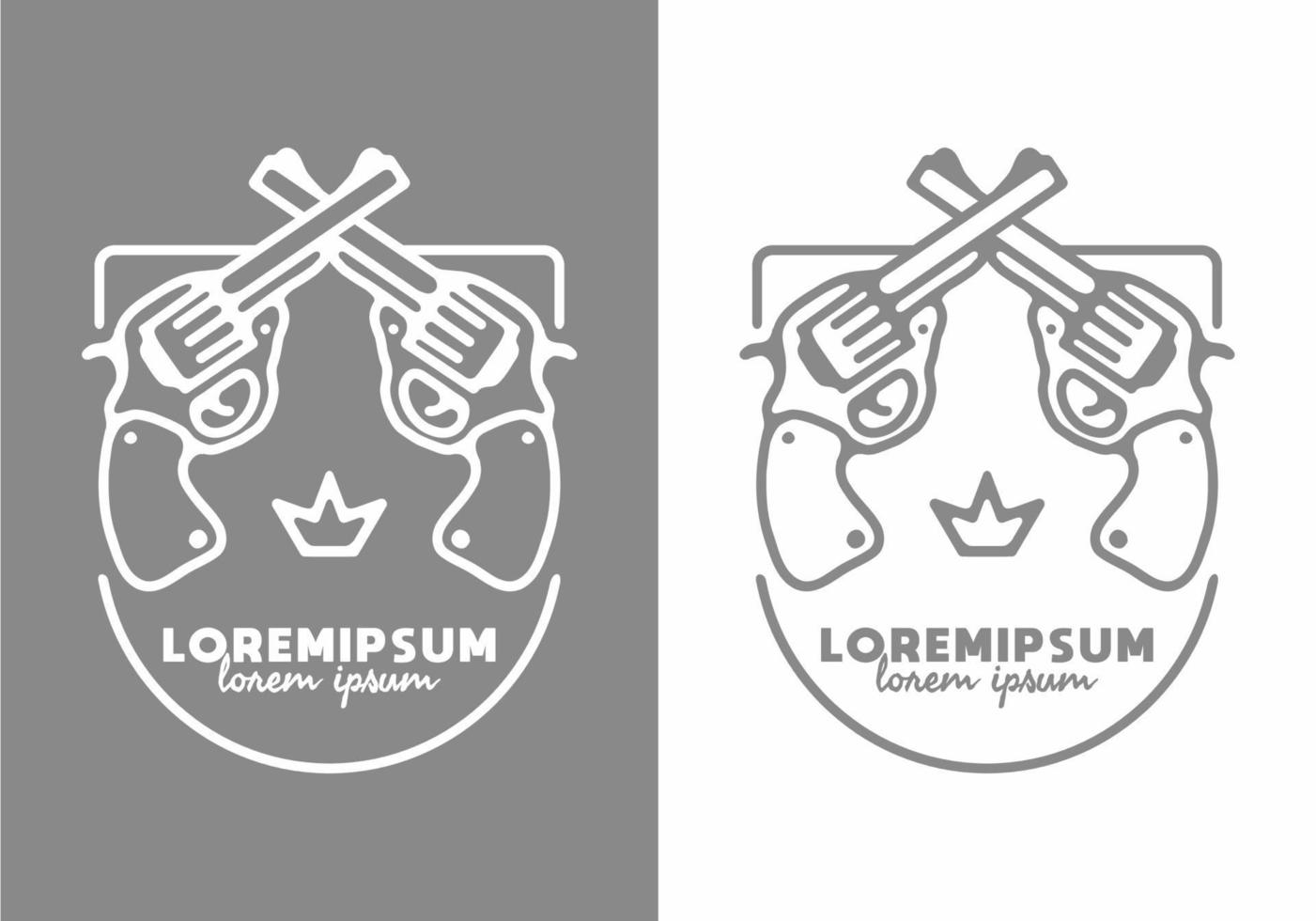 Two guns line art illustration vector