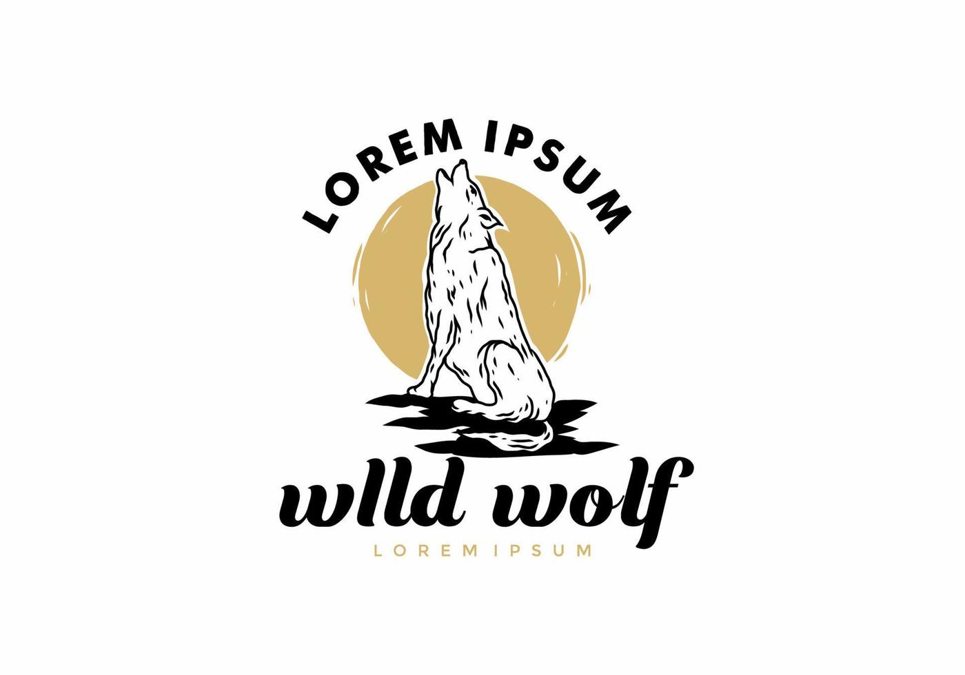 Vintage illustration drawing of wolf vector