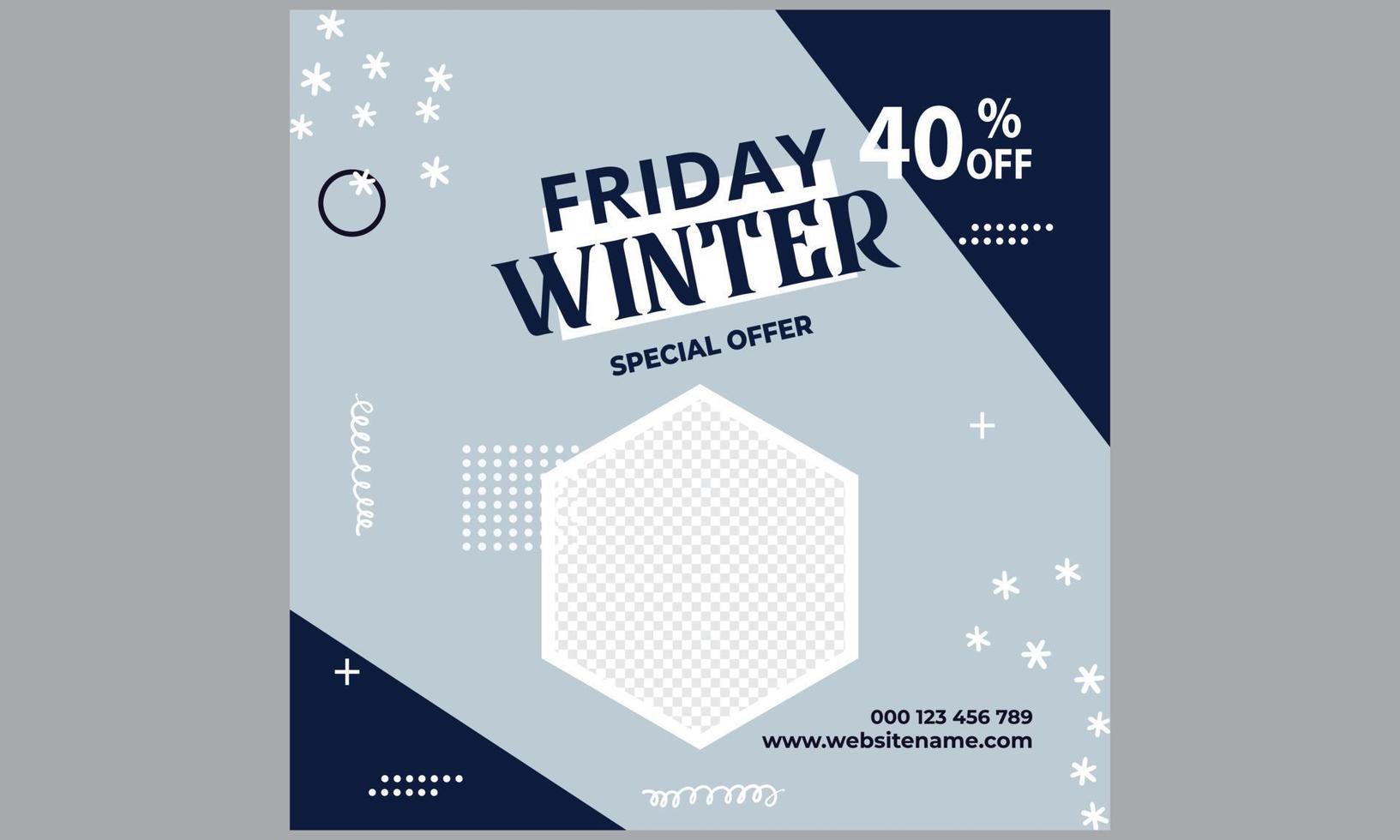 Stylish Winter Friday Special Sale Discount Social Media Template.eps vector