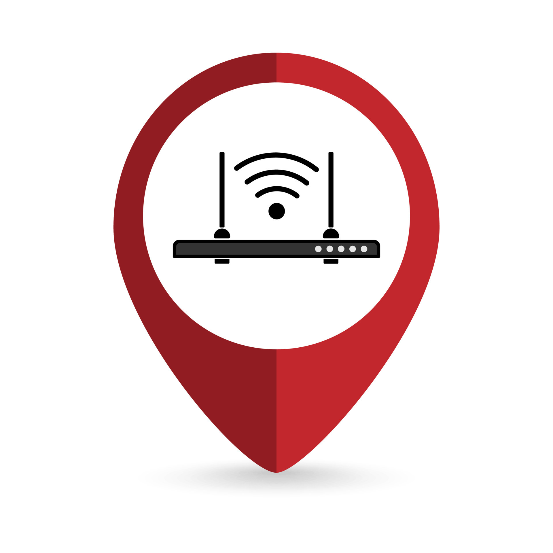 Map pointer with Wireless Signal Router Icon. Vector illustration