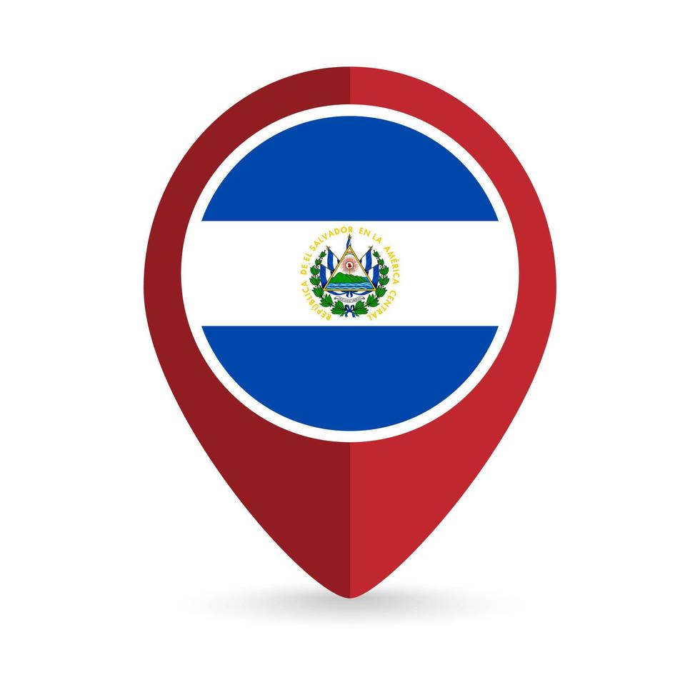 puntero del mapa con país salvador. bandera salvadoreña ilustración vectorial vector