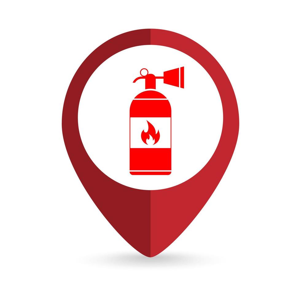 Map pointer with Fire extinguisher symbol. Vector illustration. 7586800