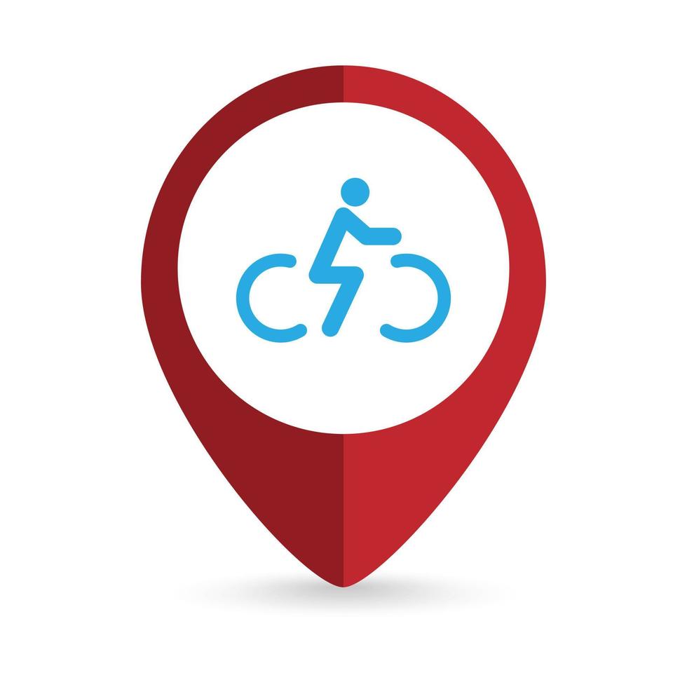 Map pointer with Bicycle rider icon. Vector illustration.