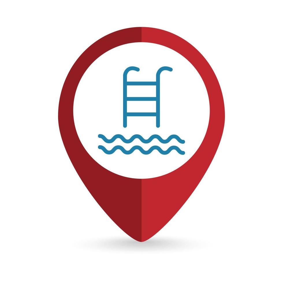 Map pointer with Swimming Pool Sign. Vector illustration.