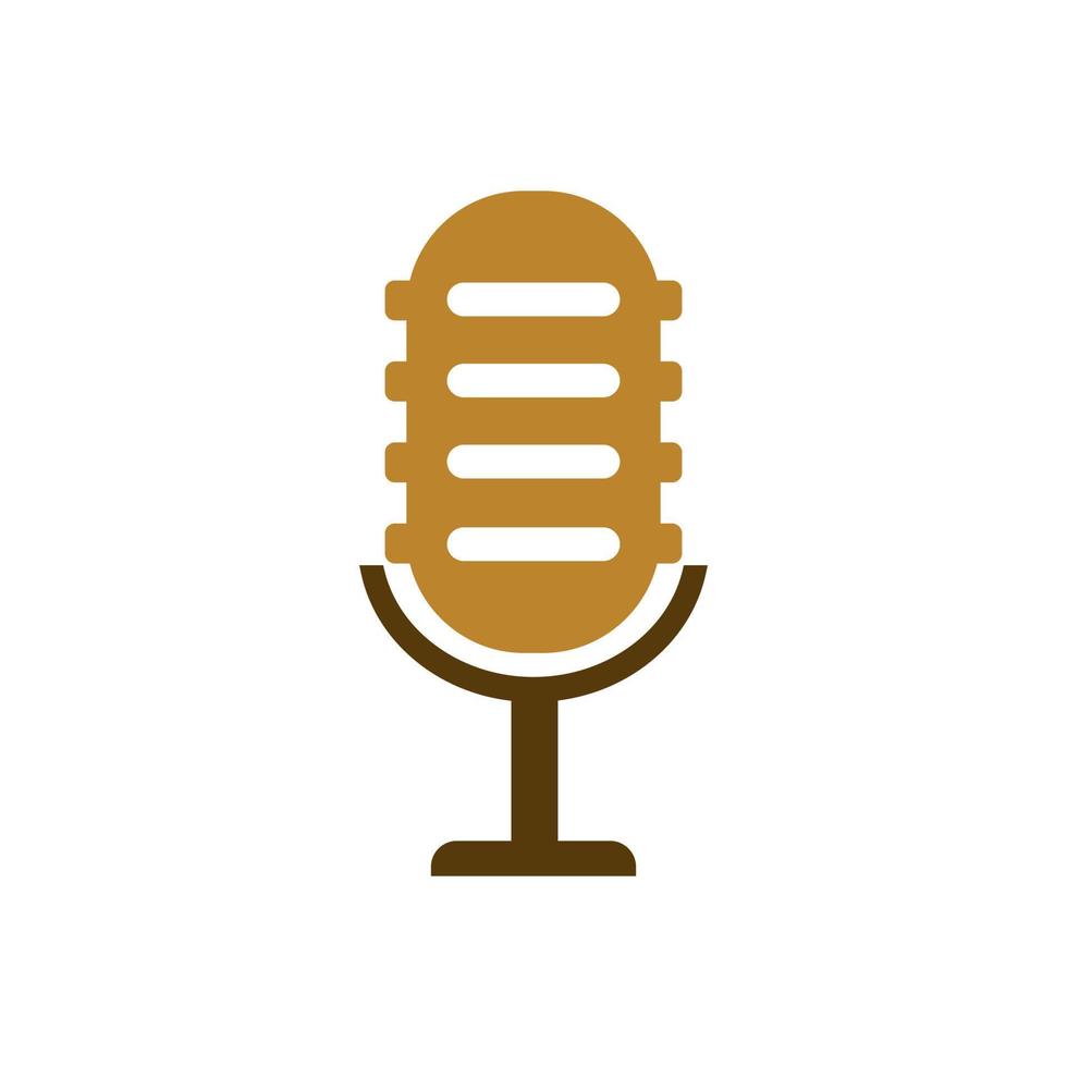 Podcast radio icon illustration. Studio table microphone vector