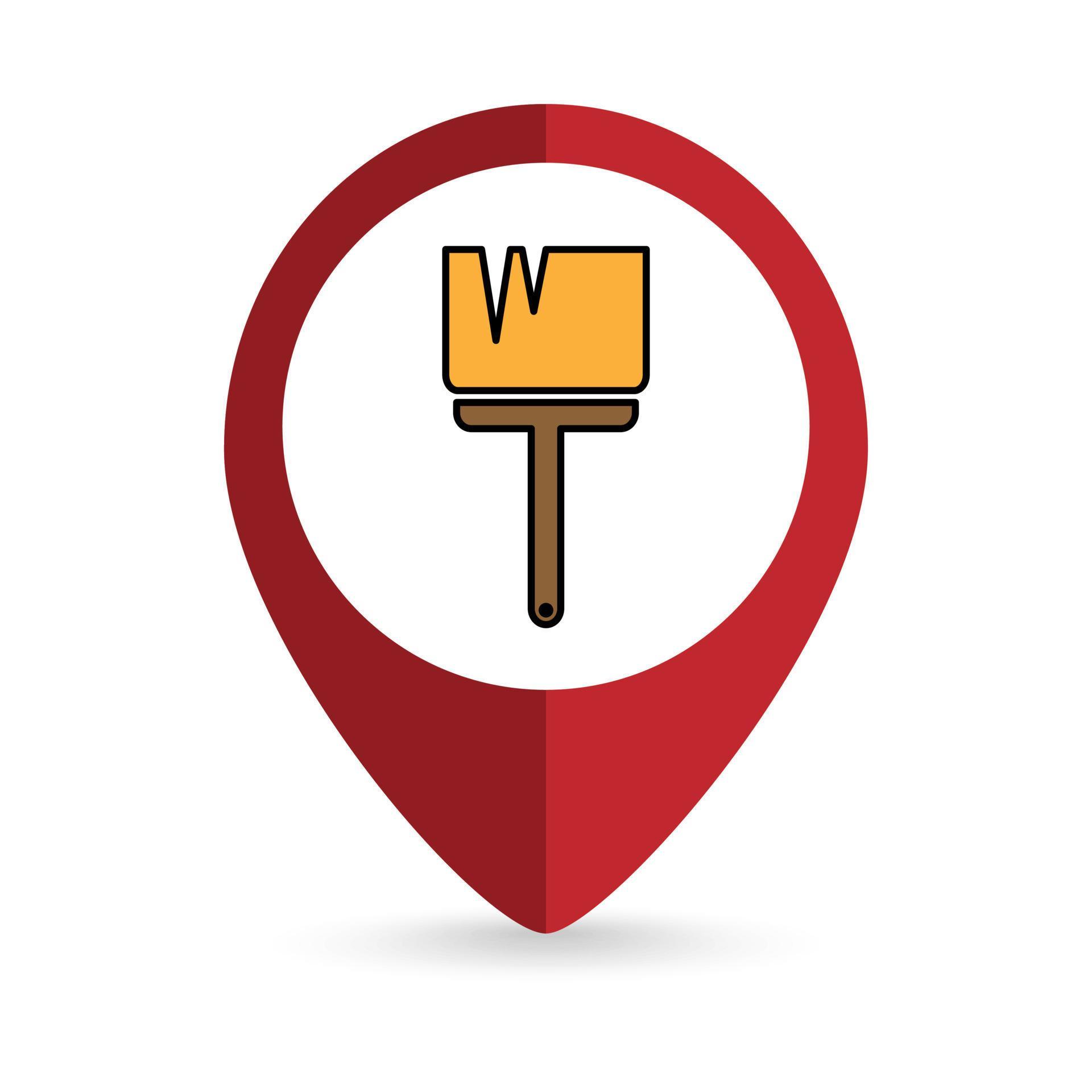 Map pointer with Brush paint tool icon. Vector illustration. 7586818