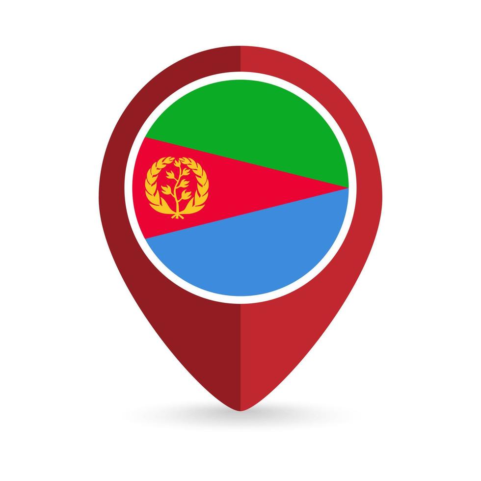 Map pointer with contry Eritrea. Eritrea flag. Vector illustration.