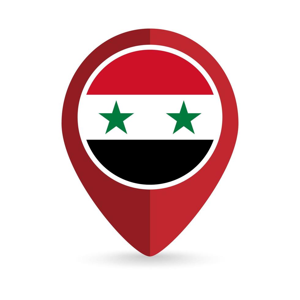 Map pointer with contry Syria. Syria flag. Vector illustration.