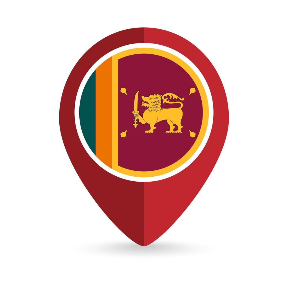 puntero del mapa con país sri lanka. bandera de sri lanka. ilustración vectorial vector