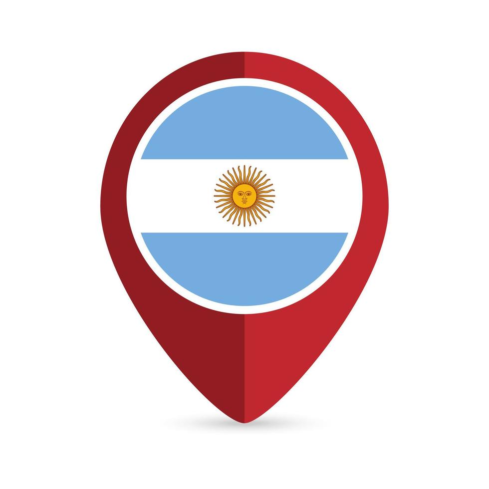 puntero del mapa con país argentina. bandera argentina ilustración vectorial vector