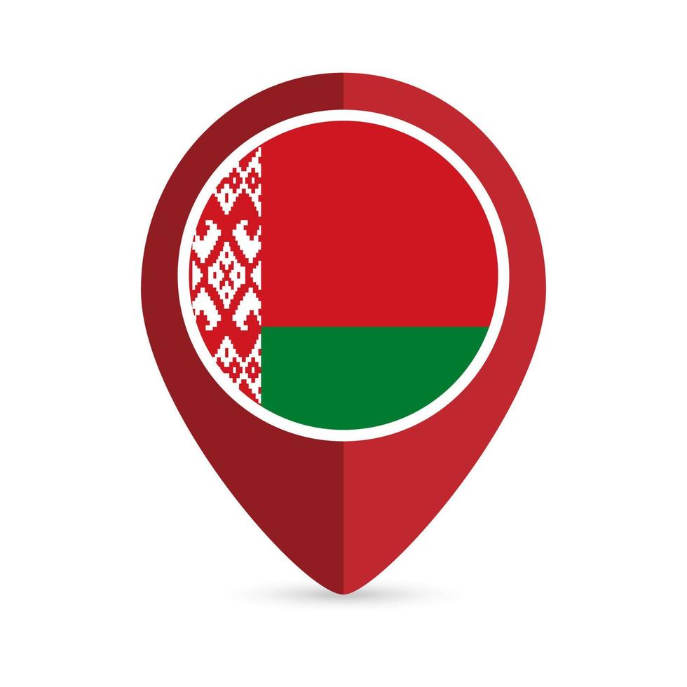 Map pointer with contry Belarus. Belarus flag. Vector illustration.