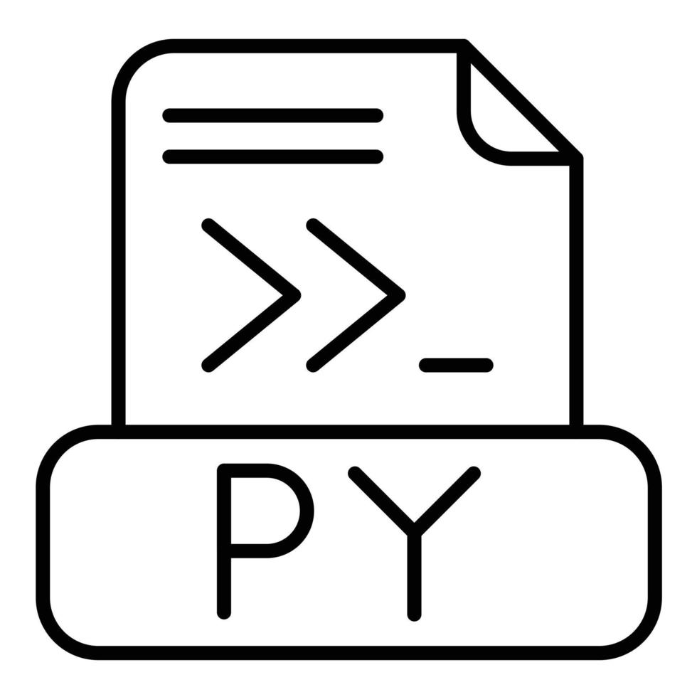 icono de línea de archivo de Python vector