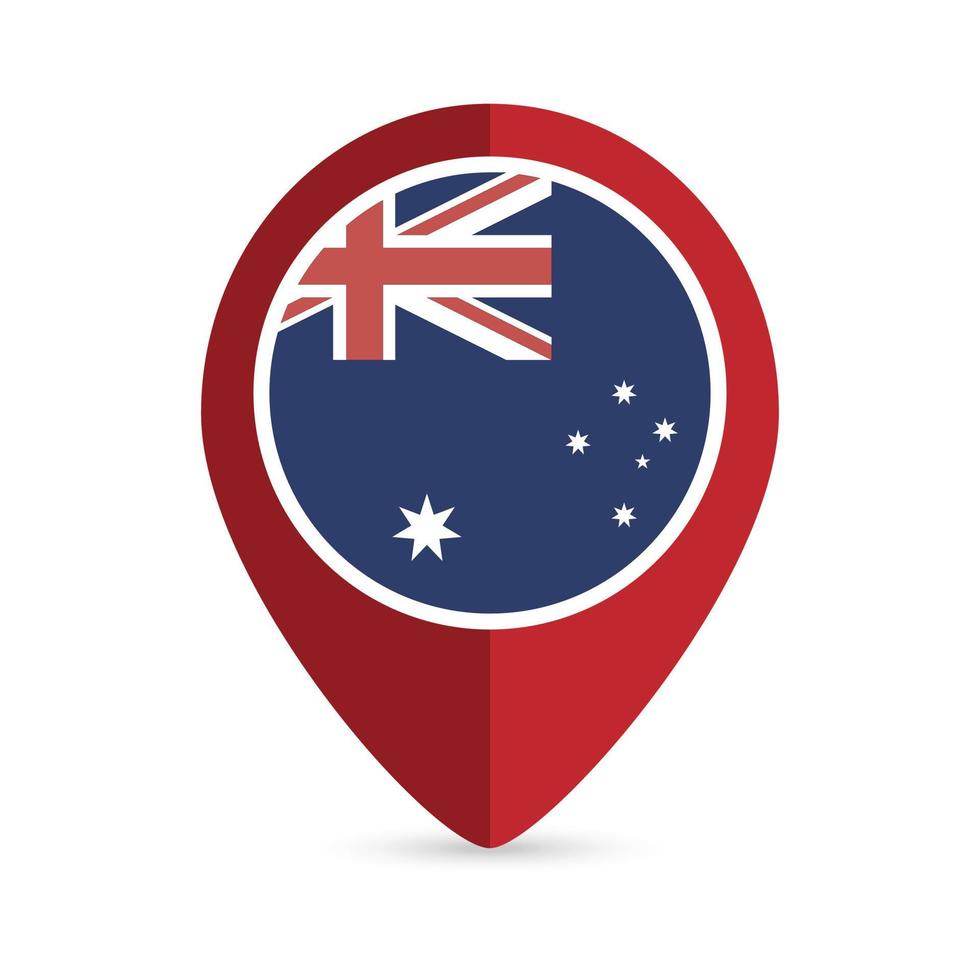puntero del mapa con el país de australia. bandera de australia ilustración vectorial vector
