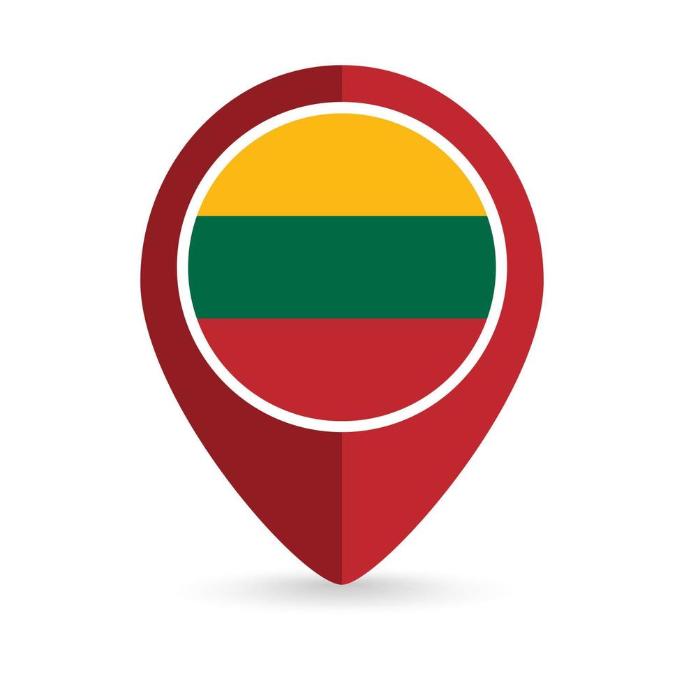 Map pointer with contry Lithuania. Lithuania flag. Vector illustration.