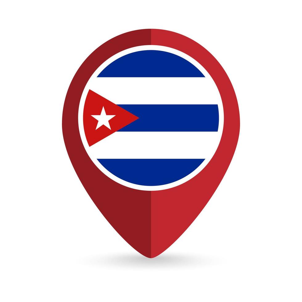 Map pointer with contry Cuba. Cuba flag. Vector illustration.