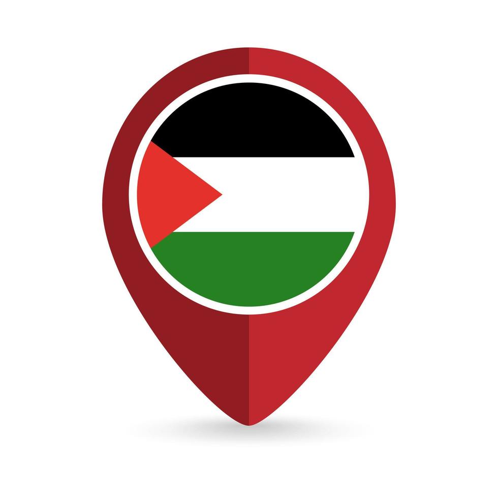 Map pointer with contry Palestine. Palestine flag. Vector illustration.