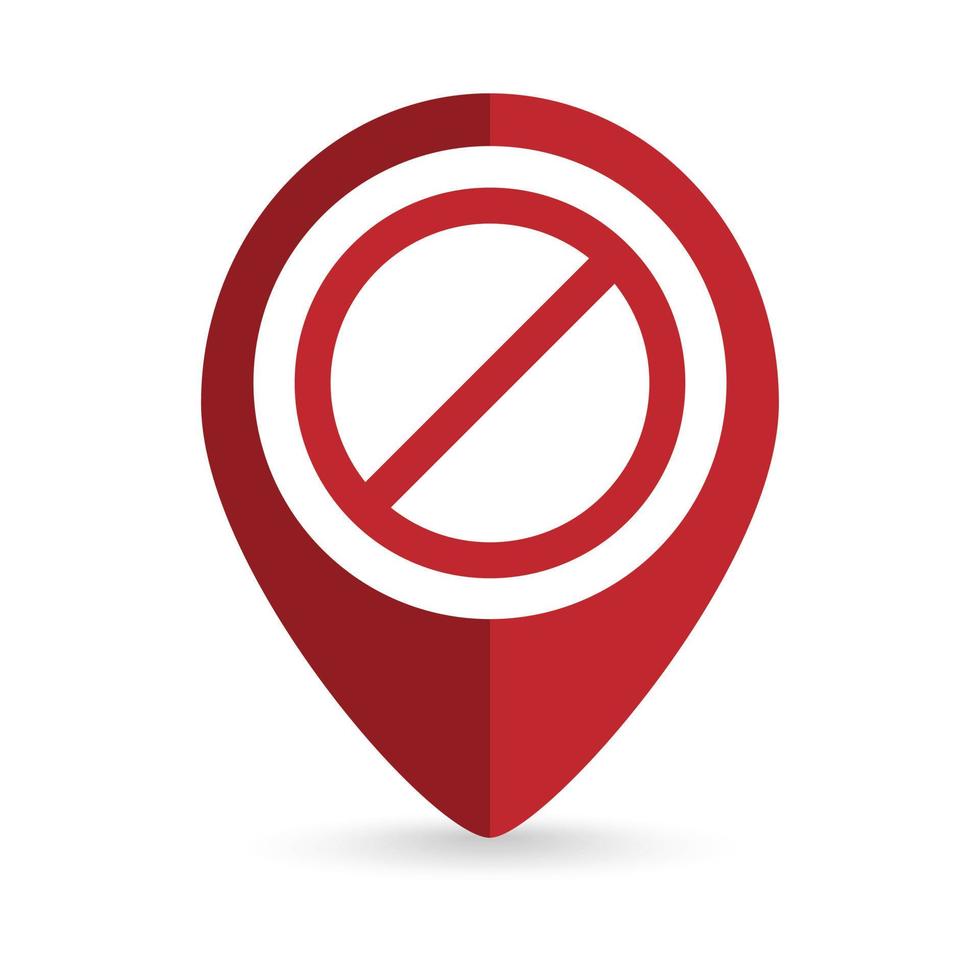 Map pointer with stop sign Vector illustration.