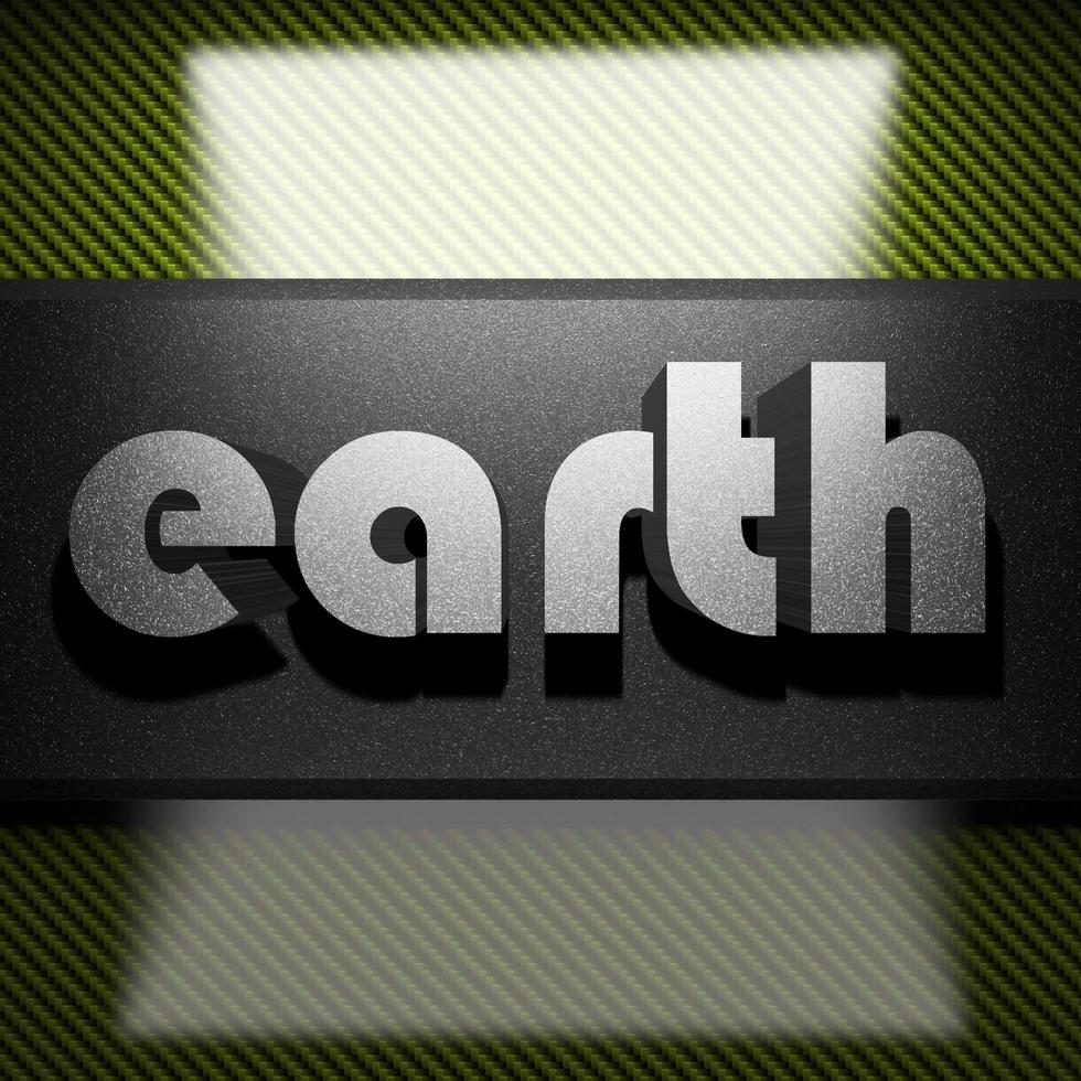 earth word of iron on carbon photo