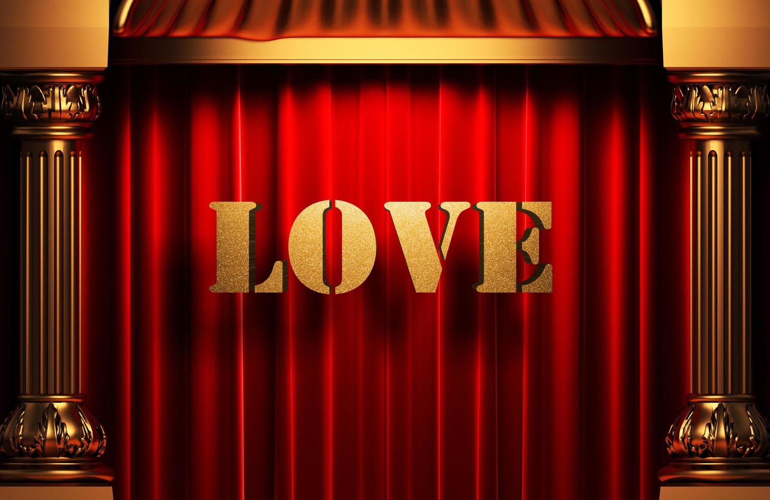 love golden word on red curtain photo