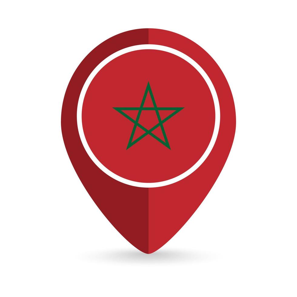 Map pointer with contry Morocco. Morocco flag. Vector illustration.