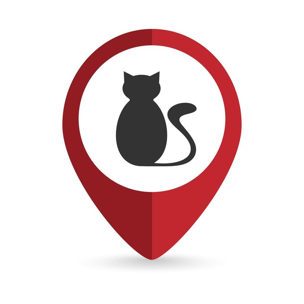 Map pointer with Cat icon. Vector illustration.