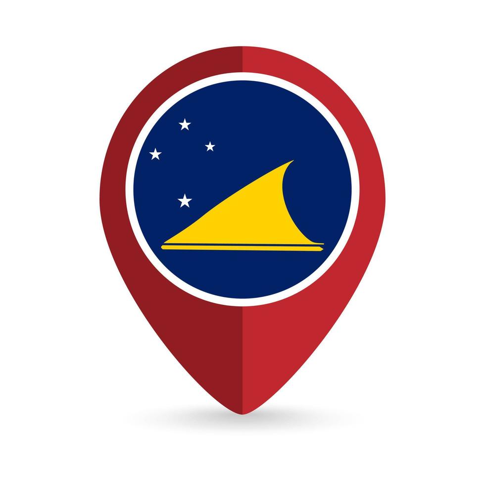 Map pointer with country Tokelau. Tokelau flag. Vector illustration.