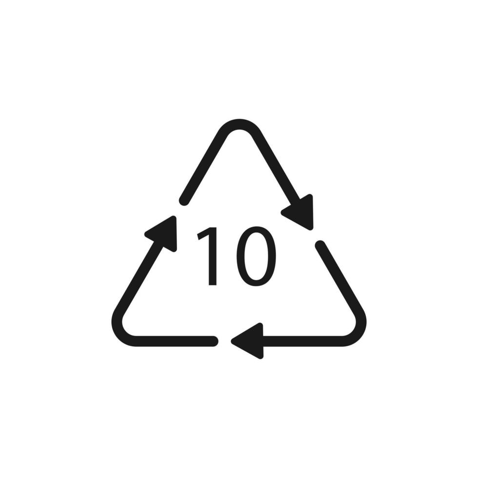 Battery recycling code 10 NiCD . Vector illustration
