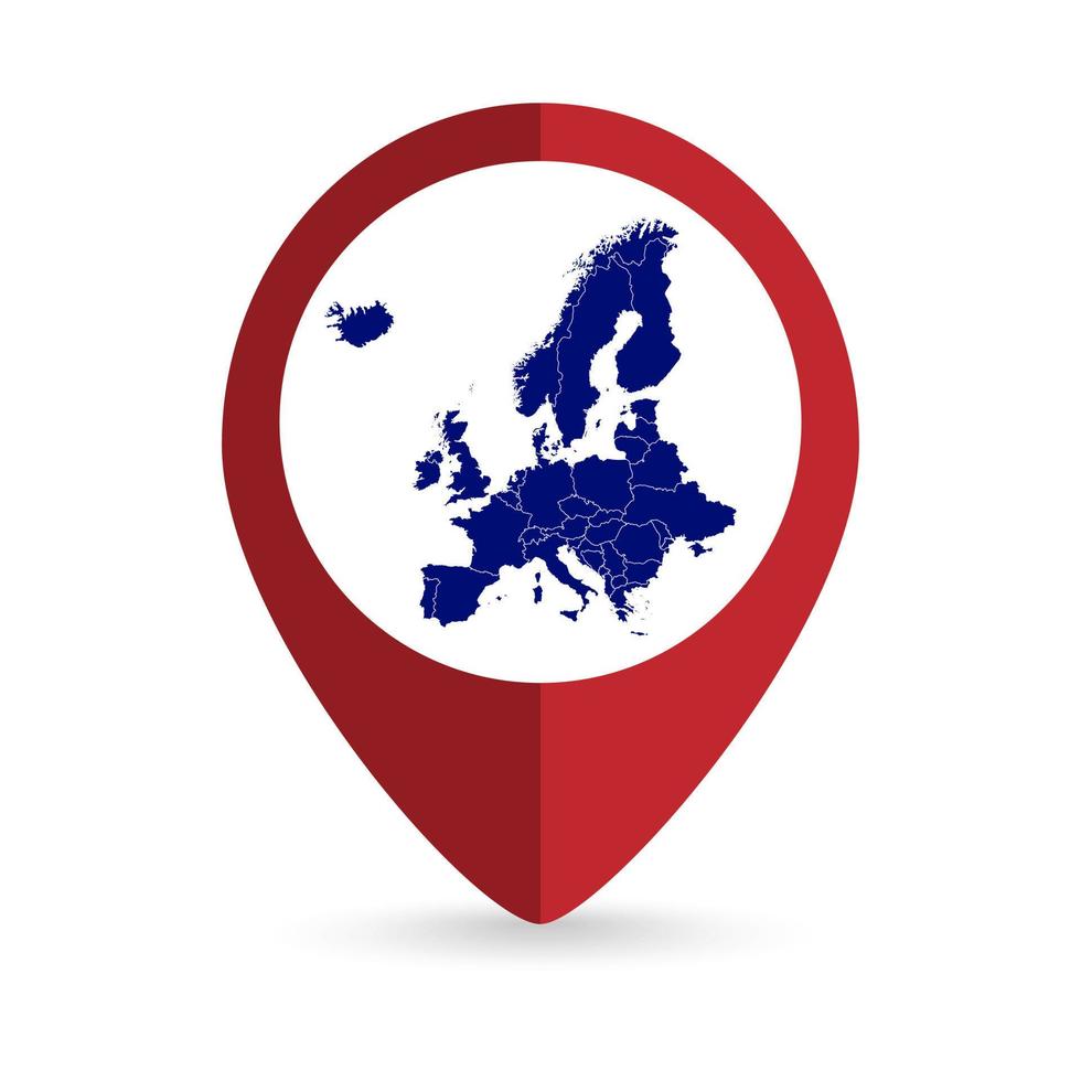 Map pointer with Europe Map. Vector illustration.