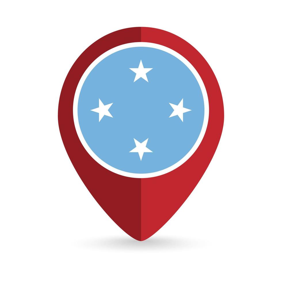 Map pointer with country Micronesia. Micronesia flag. Vector illustration.