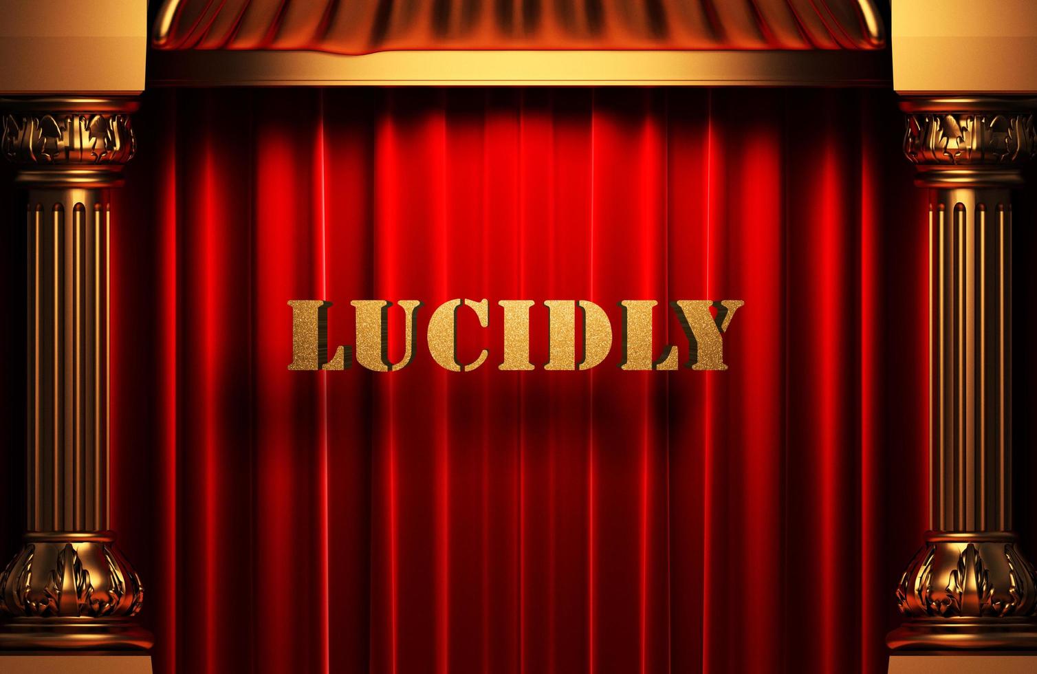 lucidly golden word on red curtain photo