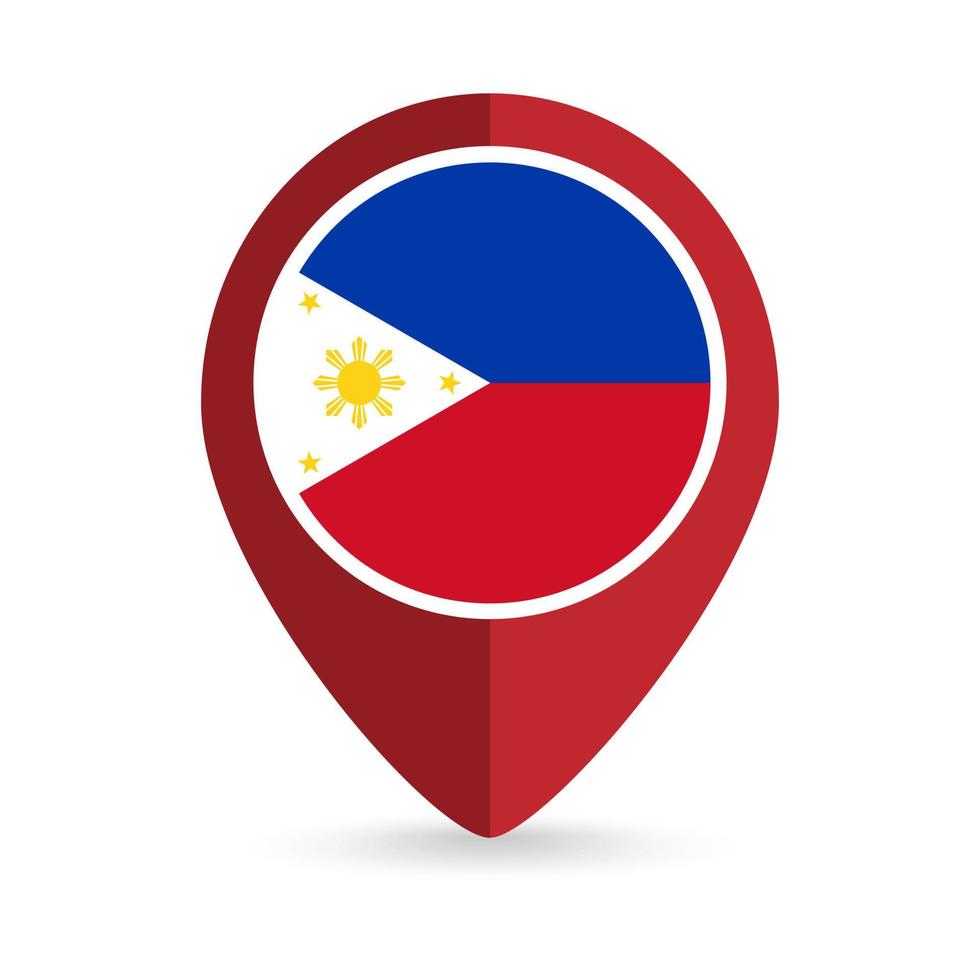 puntero del mapa con país filipinas. bandera de filipinas. ilustración vectorial vector