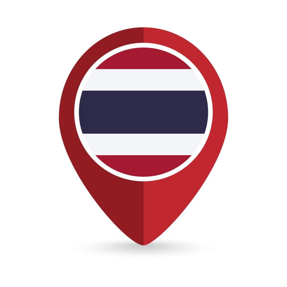 Map pointer with contry Thailand. Thailand flag. Vector illustration.