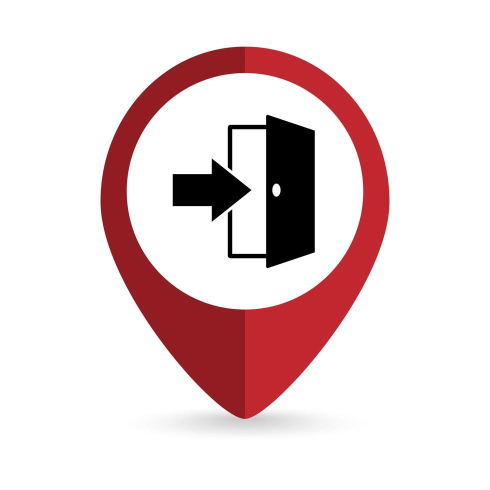 Map pointer with exit icon. Vector illustration.